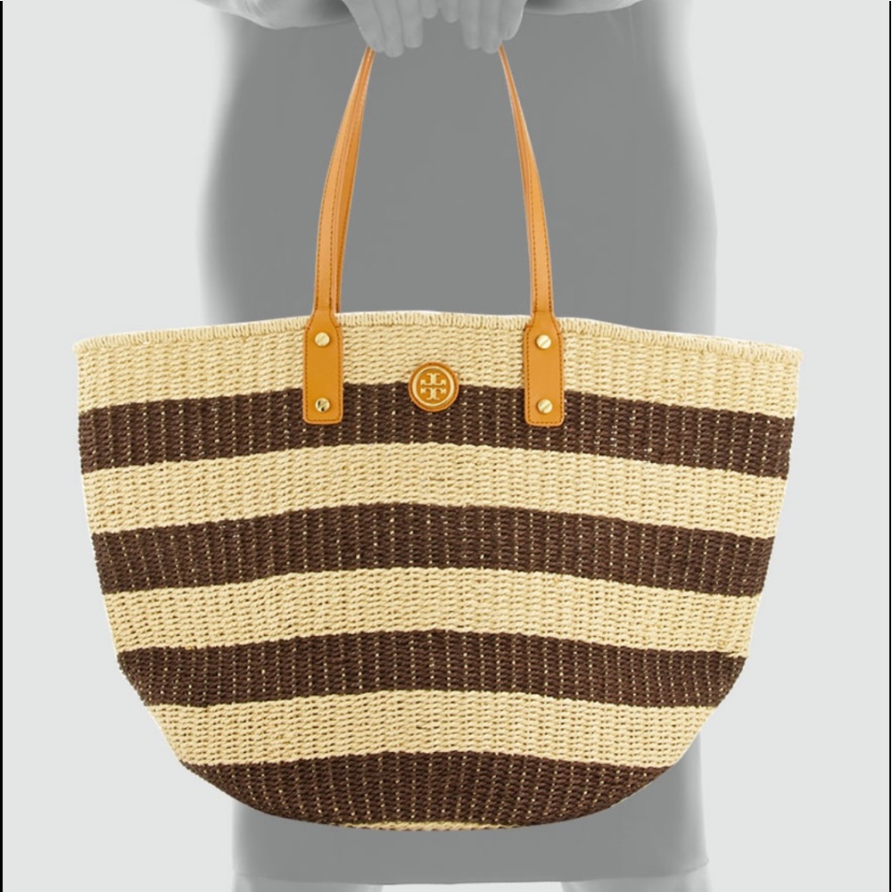 Tory Burch Tyler Striped Straw Tote